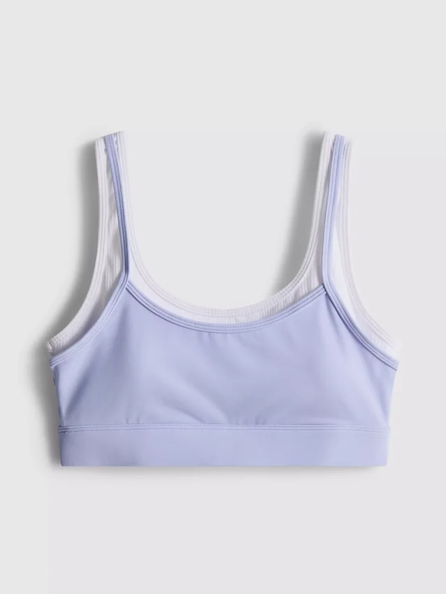 Top curto desportivo de dupla camada