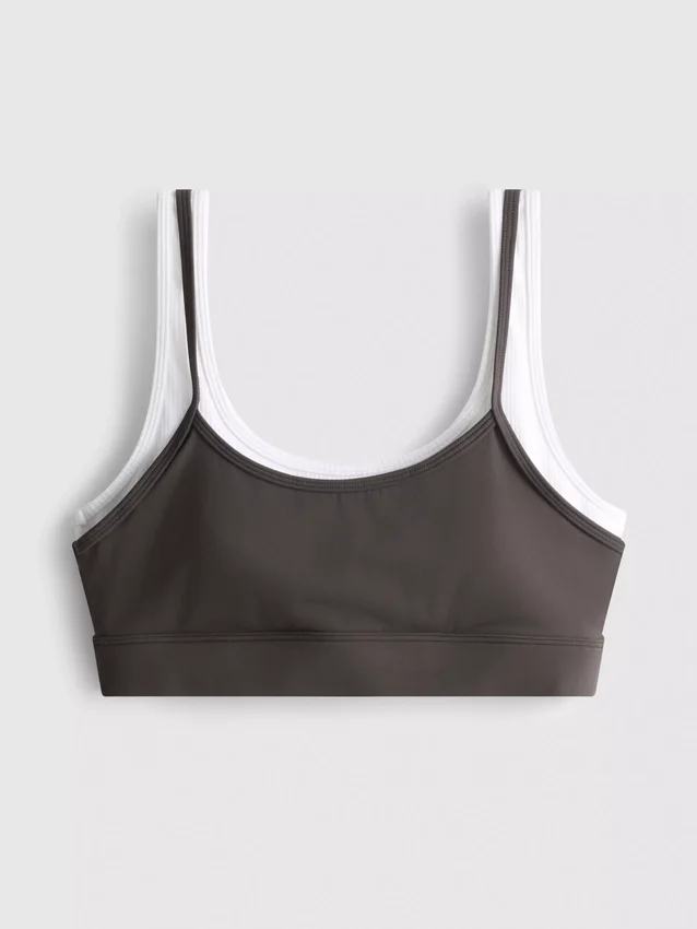 Top curto desportivo de dupla camada