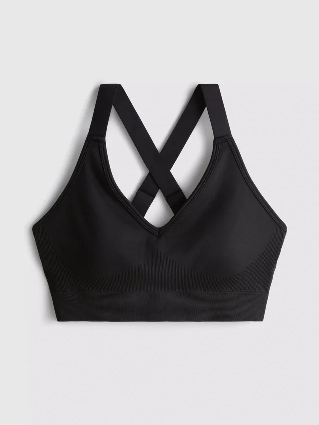 Top curto desportivo sem costuras com costas cruzadas