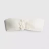 Top de biquíni bandeau com flores 3D