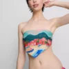 Top de biquíni tipo bandana com estampado panorâmico