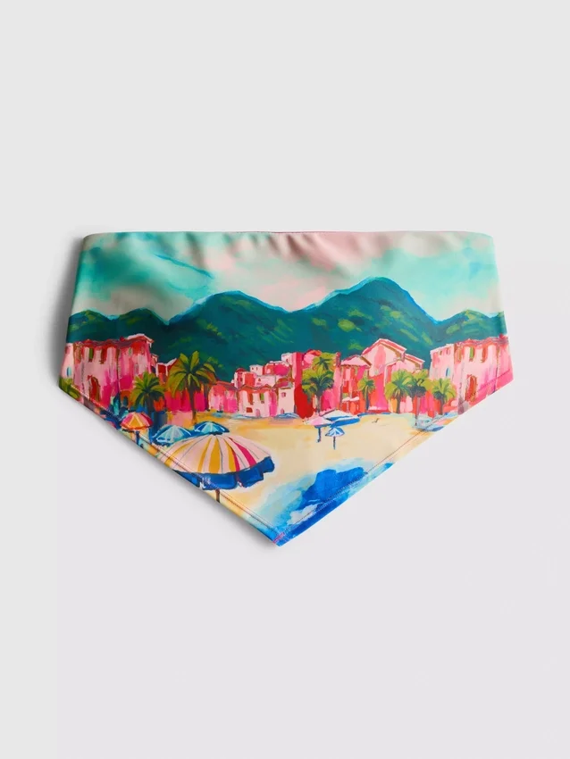 Top de biquíni tipo bandana com estampado panorâmico