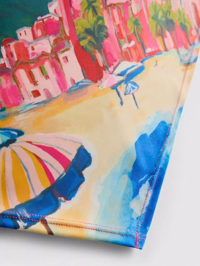 Top de biquíni tipo bandana com estampado panorâmico