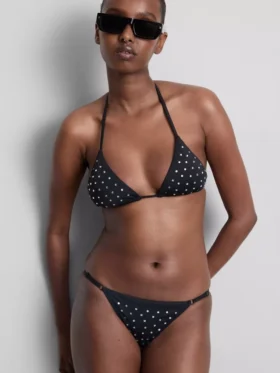 Top de biquíni triangular com strass