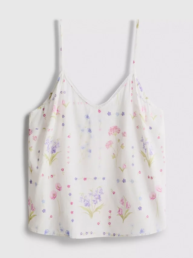 Top de pijama tipo camisola com padrão floral