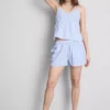 Top de pijama tipo camisola com riscas em algodão