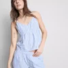 Top de pijama tipo camisola com riscas em algodão