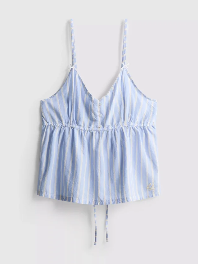 Top de pijama tipo camisola com riscas em algodão