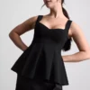 Top peplum em crepe com decote em forma de coração
