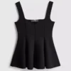 Top peplum em crepe com decote em forma de coração