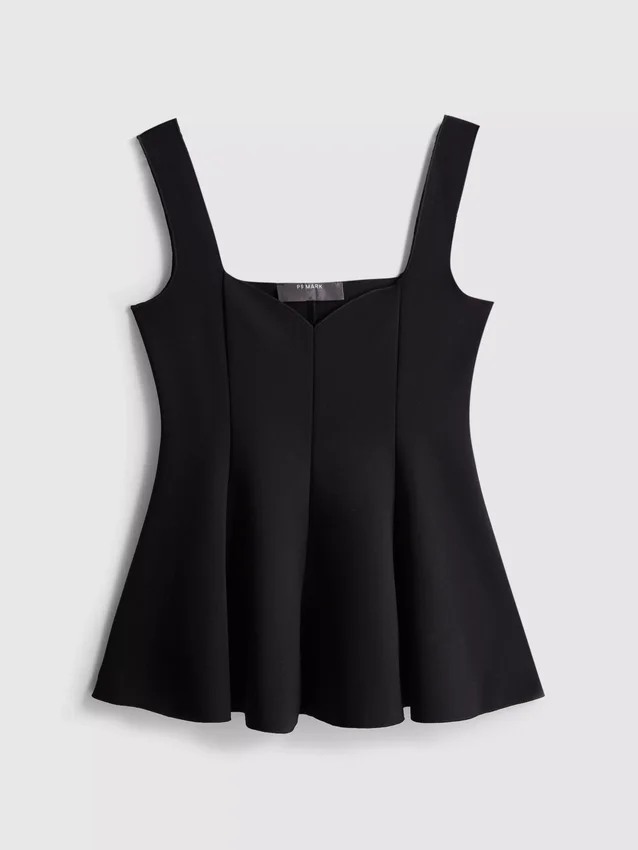 Top peplum em crepe com decote em forma de coração