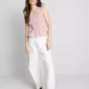 Top sem mangas com bainha peplum franzida
