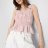Top sem mangas com bainha peplum franzida
