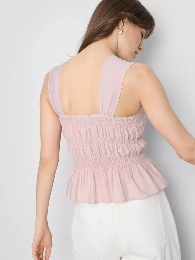 Top sem mangas com bainha peplum franzida