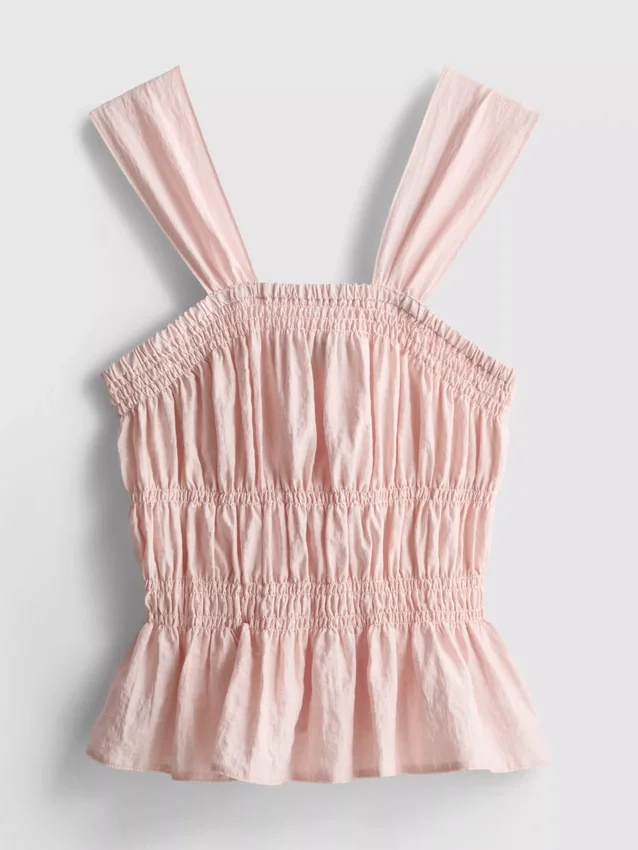 Top sem mangas com bainha peplum franzida