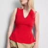 Top sem mangas com peplum e decote em V