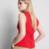 Top sem mangas com peplum e decote em V