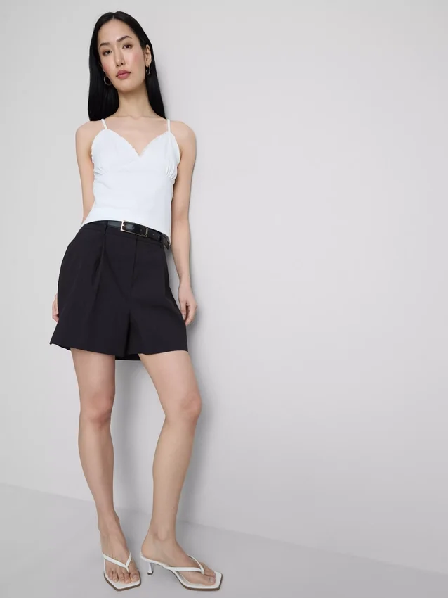 Top tipo babydoll com decote em V
