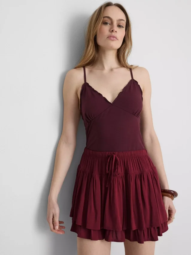 Top tipo babydoll com decote em V