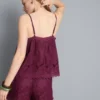 Top tipo cami de algodão com bordado floral