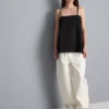 Top tipo camisola com bainha em forma de lenço de algodão