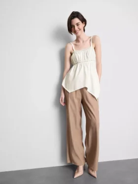 Top tipo camisola com bainha em forma de lenço de algodão