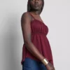 Top tipo camisola com bainha em forma de lenço de algodão