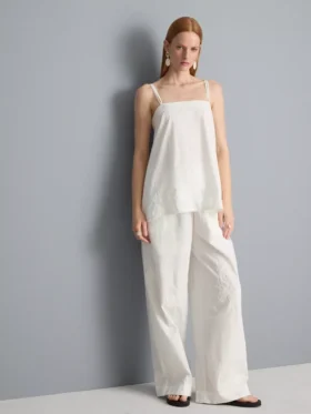 Top tipo camisola com bainha em forma de lenço de algodão
