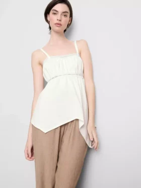 Top tipo camisola com bainha em forma de lenço de algodão