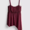 Top tipo camisola com bainha em forma de lenço de algodão