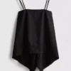 Top tipo camisola com bainha em forma de lenço de algodão