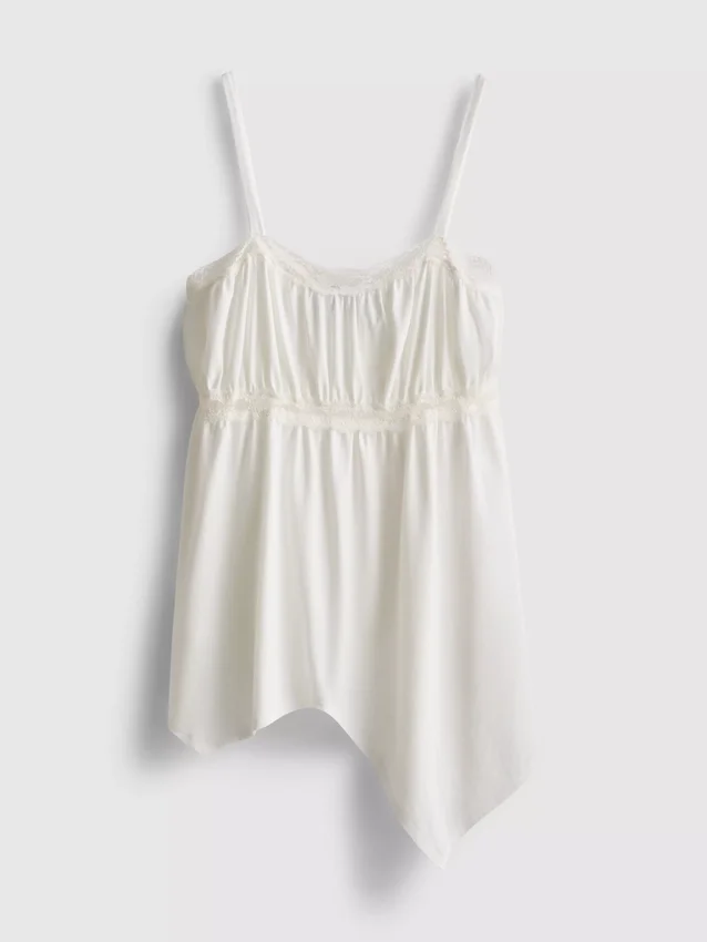 Top tipo camisola com bainha em forma de lenço de algodão