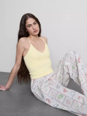 Top tipo camisola de pijama em ponto Pointelle