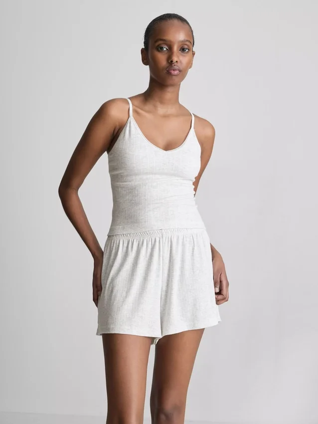 Top tipo camisola de pijama em ponto Pointelle