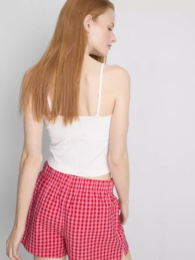 Top tipo camisola de pijama em ponto Pointelle