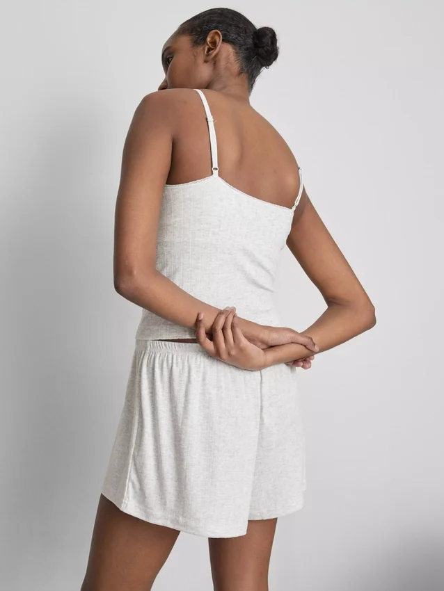 Top tipo camisola de pijama em ponto Pointelle