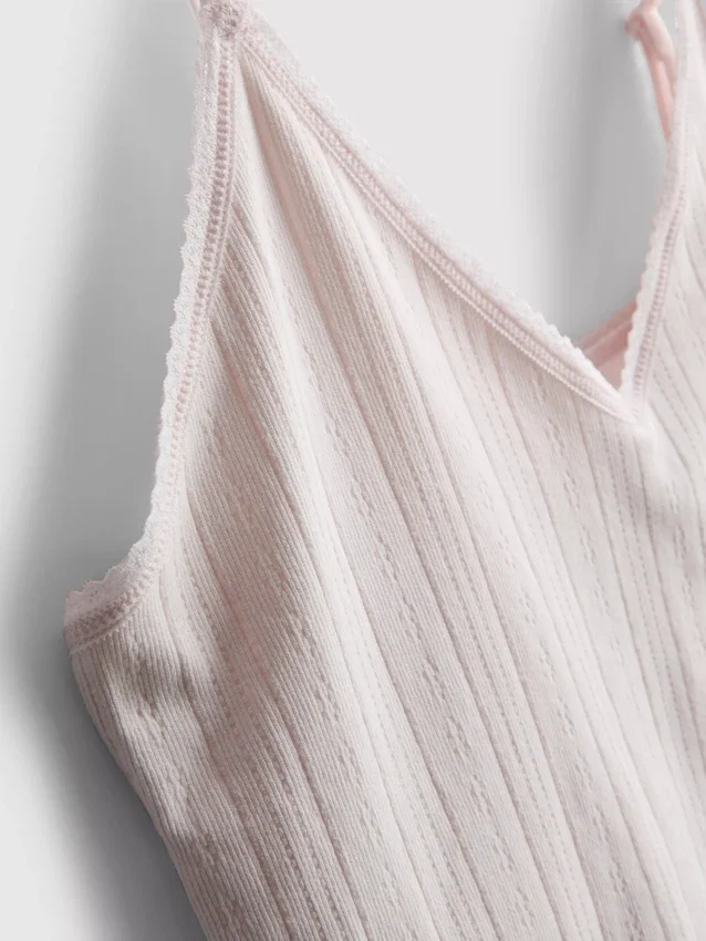 Top tipo camisola de pijama em ponto Pointelle