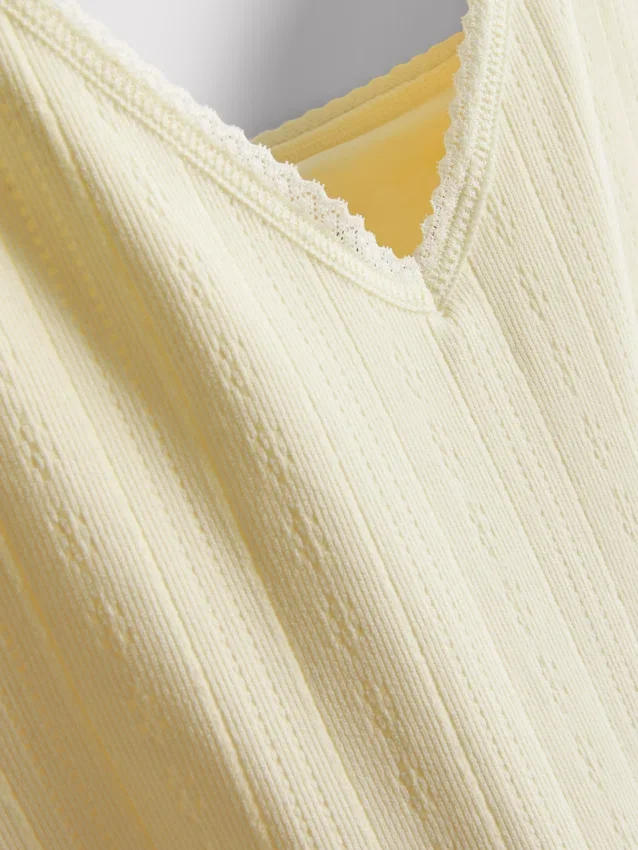Top tipo camisola de pijama em ponto Pointelle