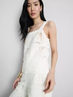 Top tipo camisola em croché com elevado teor de algodão