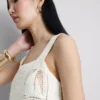 Top tipo camisola em croché com elevado teor de algodão