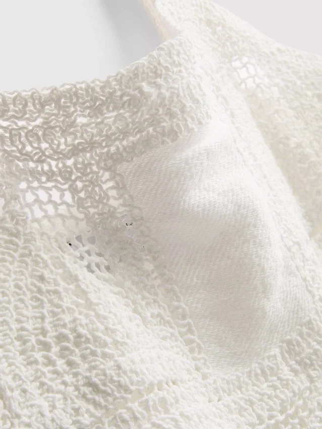 Top tipo camisola em croché com elevado teor de algodão
