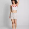 Top tipo pijama curto, sem costuras e estampado