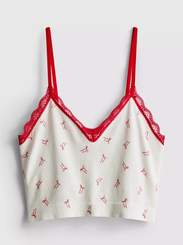Top tipo pijama curto, sem costuras e estampado