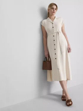 Vestido de camisa midi de manga curta