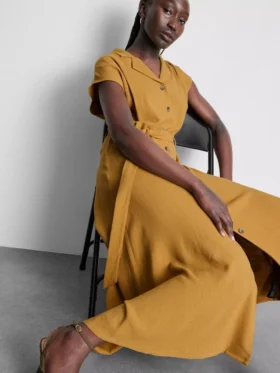 Vestido de camisa midi de manga curta