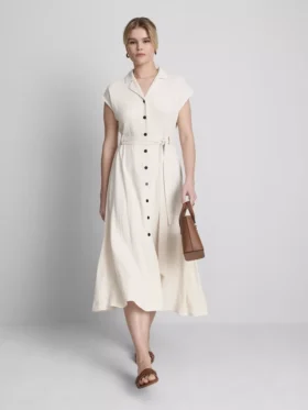 Vestido de camisa midi de manga curta