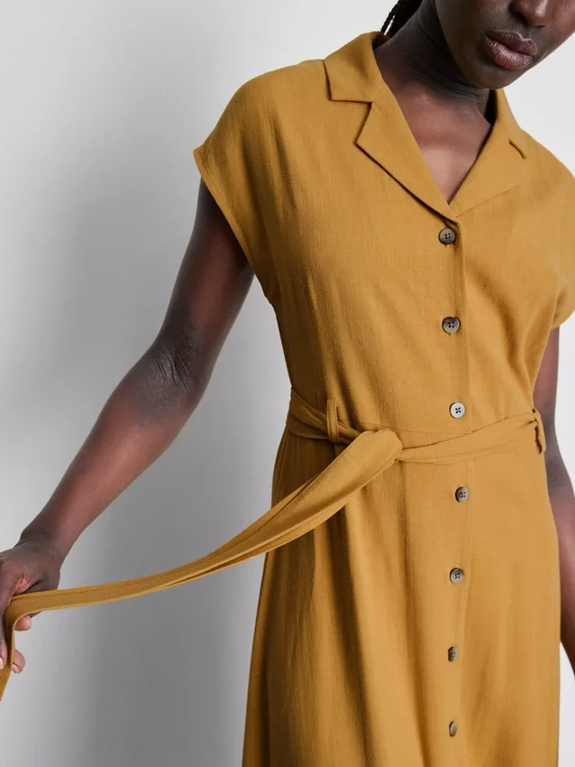 Vestido de camisa midi de manga curta