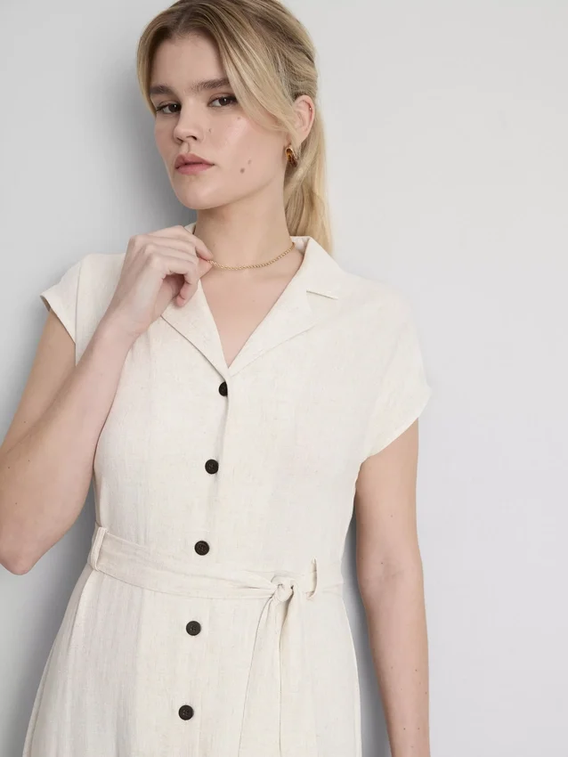 Vestido de camisa midi de manga curta