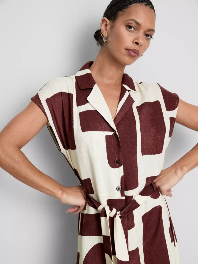 Vestido de camisa midi de manga curta