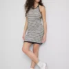 Vestido halter de malha às riscas